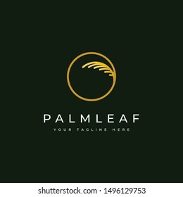 Palm Leaf In The Circle Logo Design Template