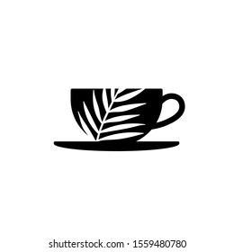 palm leaf coffee cup illustration