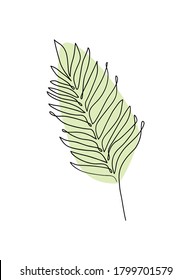 Palm leaf continuous line drawing. One Line drawing art. Continuous line icon for spa salon or organic cosmetics. Abstract minimal vector illustration. Modern decor.