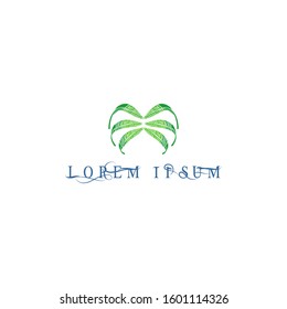 Palm leaf design logo. With white, vector background