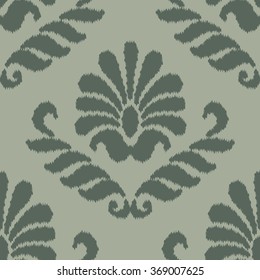 Palm leaf flower damask pattern seamless vector background tile
