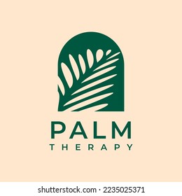 palm leaf house logo design illustration