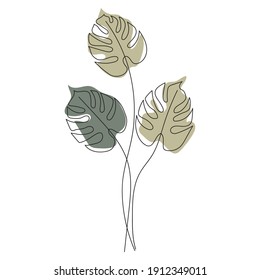 Palm leaf line art. Contour drawing. Minimalism art. Modern decor. Wall art.