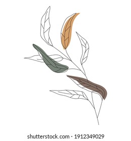 Palm leaf line art. Contour drawing. Minimalism art. Modern decor. Wall art.