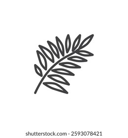 Palm Leaf line icon. linear style sign for mobile concept and web design. A single palm frond outline vector icon. Symbol, logo illustration. Vector graphics