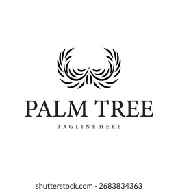 Línea de concepto de diseño de logotipo de hoja de palma plantas tropicales elegantes minimalistas simples, diseño de Plantilla de íconos