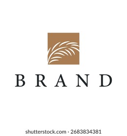 Palm leaf logo design concept line simple minimalist elegant tropical plants, icon symbol template design