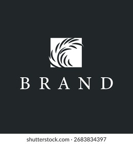 Línea de concepto de diseño de logotipo de hoja de palma plantas tropicales elegantes minimalistas simples, diseño de Plantilla de íconos