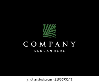 Palm Leaf Logo Design Template 