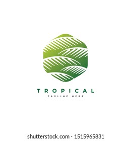 Palm leaf logo design template.luxury elegant palm tree symbol