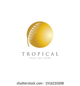 Palm leaf logo design template.luxury elegant palm tree symbol