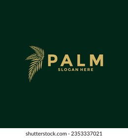 Vector de diseño de logotipo de hoja de palma, plantilla de icono del logotipo de hoja de palma creativa