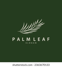 Palm Leaf Logo Design Vector Simple Minimalist Symbol Illustration Template