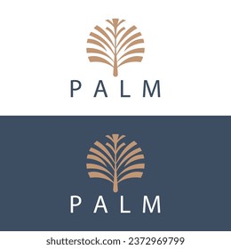 Palm Leaf Logo Design Vector Simple Minimalist Symbol Illustration Template