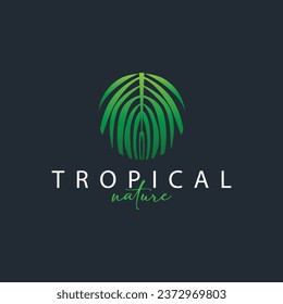 Palm Leaf Logo Design Vector Simple Minimalist Symbol Illustration Template