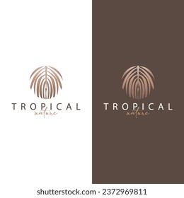 Palm Leaf Logo Design Vector Simple Minimalist Symbol Illustration Template