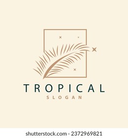 Palm Leaf Logo Design Vector Simple Minimalist Symbol Illustration Template
