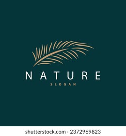 Palm Leaf Logo Design Vector Simple Minimalist Symbol Illustration Template