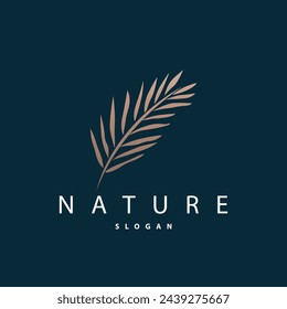 Palm Leaf Logo Design Vector Simple Minimalist Symbol Illustration Template