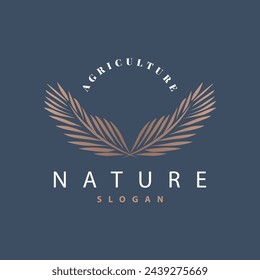 Palm Leaf Logo Design Vector Simple Minimalist Symbol Illustration Template