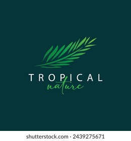 Palm Leaf Logo Design Vector Simple Minimalist Symbol Illustration Template