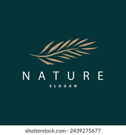 Palm Leaf Logo Design Vector Simple Minimalist Symbol Illustration Template