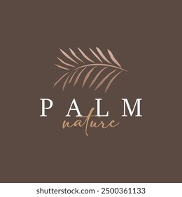 Palm Leaf Logo Design Vector Simple Minimalist Symbol Illustration Template