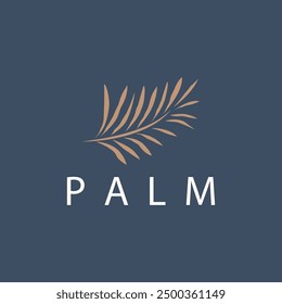 Palm Leaf Logo Design Vector Simple Minimalist Symbol Illustration Template