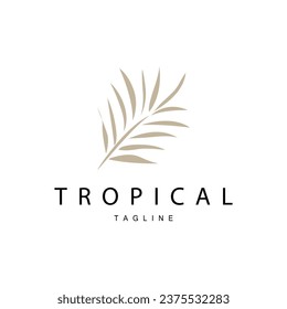 Palm Leaf Logo, Green Plant Design Vector Illustration Template