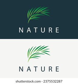 Palm Leaf Logo, Green Plant Design Vector Illustration Template