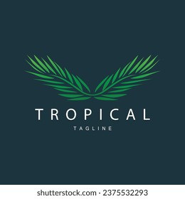 Palm Leaf Logo, Green Plant Design Vector Illustration Template