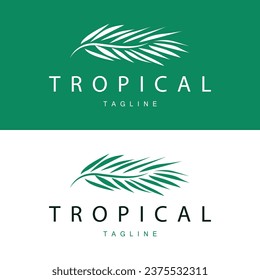 Palm Leaf Logo, Green Plant Design Vector Illustration Template