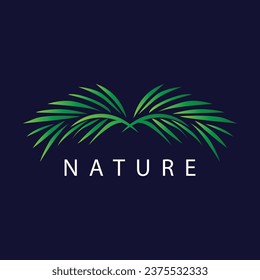Palm Leaf Logo, Green Plant Design Vector Illustration Template