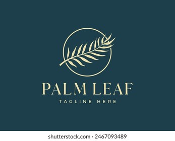 palm leaf logo vector illustration. luxury tropical leaf logo template