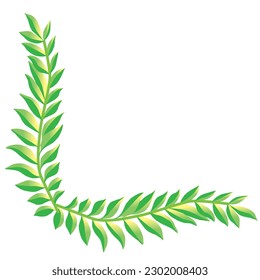 Palm leaf L-shaped ornament, frame, decorative border, illustration
