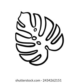 contorno de hoja de palma, ilustración vectorial dibujada a mano