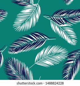 Palm Leaf Pattern Seamless Green Summer