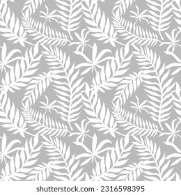 Palm Leaf Seamless Background. Monochrome pattern tropical leaf.