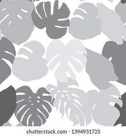 Palm Leaf Seamless Background. Monstera leaf vector pattern