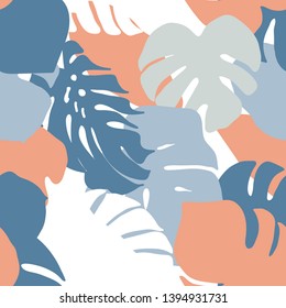 Fondo transparente de hoja de palma. Patrón vectorial de hoja monstera