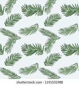 Palm leaf seamless pattern background. Beach seamless pattern wallpaper of tropical leaves of palm trees. Vector illustration.