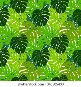 Palm Leaf Seamless Pattern Background Vector Illustration EPS10