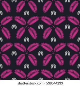 Palm Leaf Seamless Pattern Background. Vector Illustration. EPS10