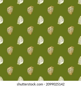 Palm leaf seamless pattern with hand drawn in line tropical print. Modern nature background. Vector illustration for seasonal textile prints, fabric, banners, backdrops and wallpapers.