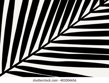 Palm leaf silhouette in black on cream background. Modern poster, card, flyer, t-shirt, apparel design.