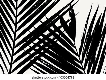 Palm leaf silhouette in black on cream background. Modern poster, card, flyer, t-shirt, apparel design.