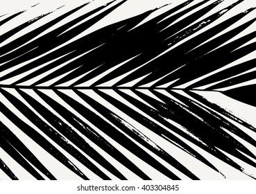 Palm leaf silhouette in black on cream background. Modern poster, card, flyer, t-shirt, apparel design.