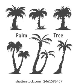palm leaf silhouette, coconut trees vector