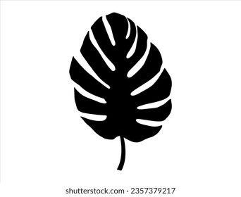 Palm leaf silhouette vector art white background