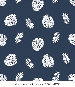 Palm leaf simply tropical seamless vector pattern